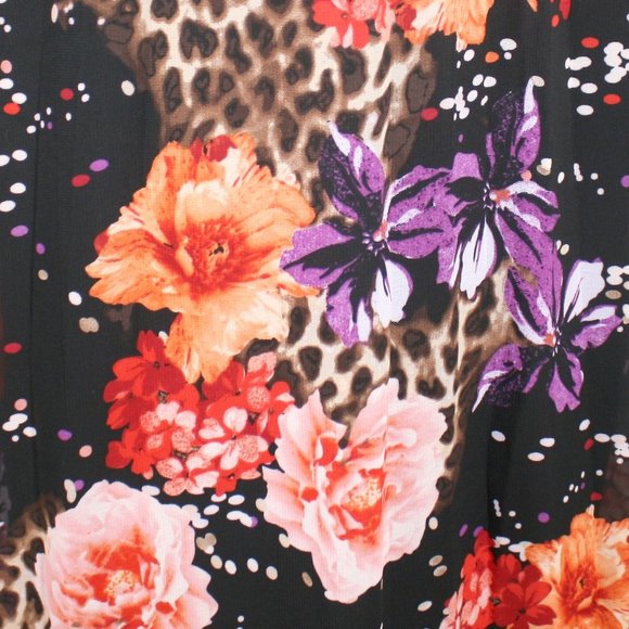 JACLYN SMITH Skirt Sheer Floral Animal Print Pleated Midaxi Black Colorful Large - Picture 3 of 11